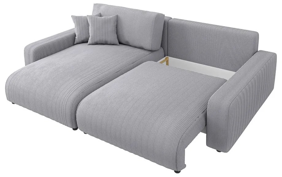 Svetlosivá menčestrová rozkladacia rohová pohovka (variabilná) Sara – Ropez