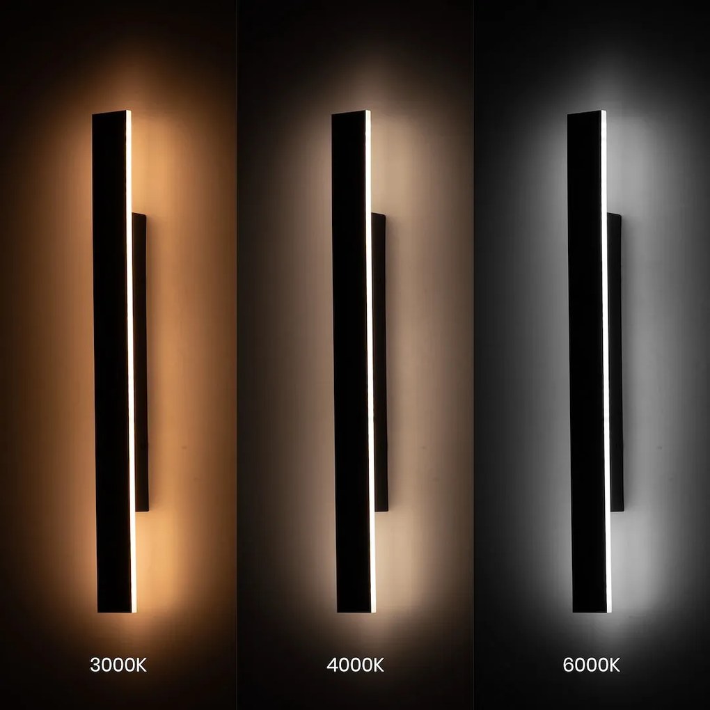 Exteriérové nástenné LED svietidlo Wow, 1x LED 11w, 3CCT, čierna, (60 cm)