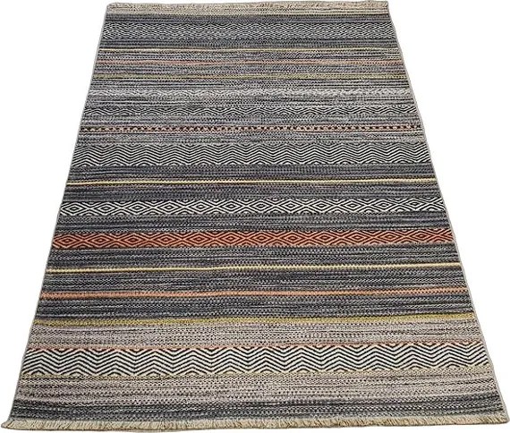 Moderný viacfarebný koberec Banco 1049 sivý – nízky vlas Rozmer: 115x170 cm
