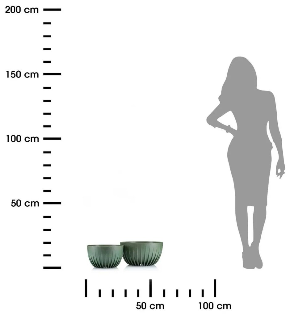 Sada 2 květináčů STRIPPED ECO zelená