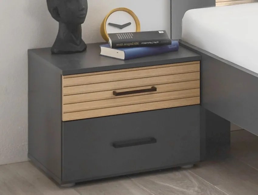 Nočný stolík Laurie, grafit/dub