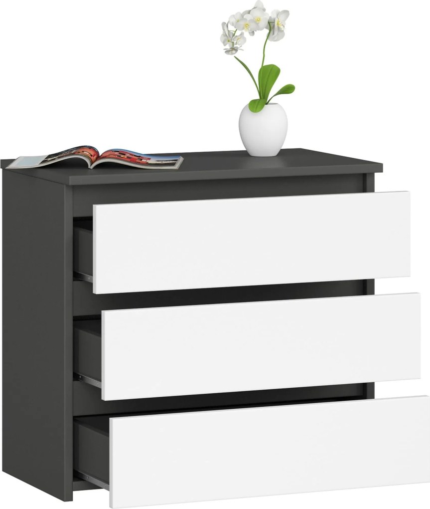 Komoda CL3 60 cm grafitově šedá/bílá