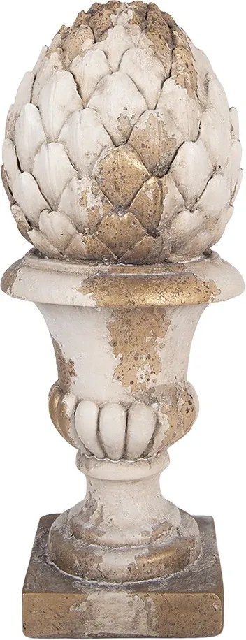 Béžová antik dekorácia v tvare šišky na kvetináči – Ø 16*41 cm