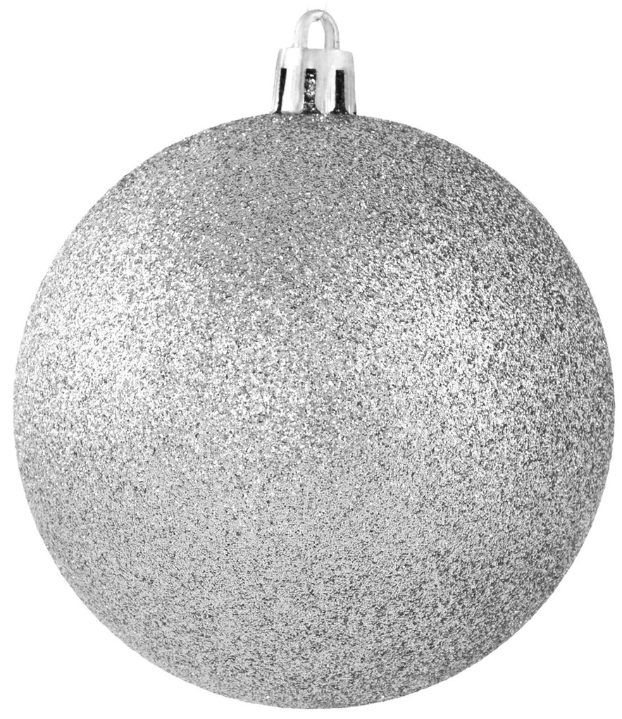 VIANOČNÁ BANKA NA STROMČEK SADA 4 KS (FI) 10 CM STRIEBORNÁ