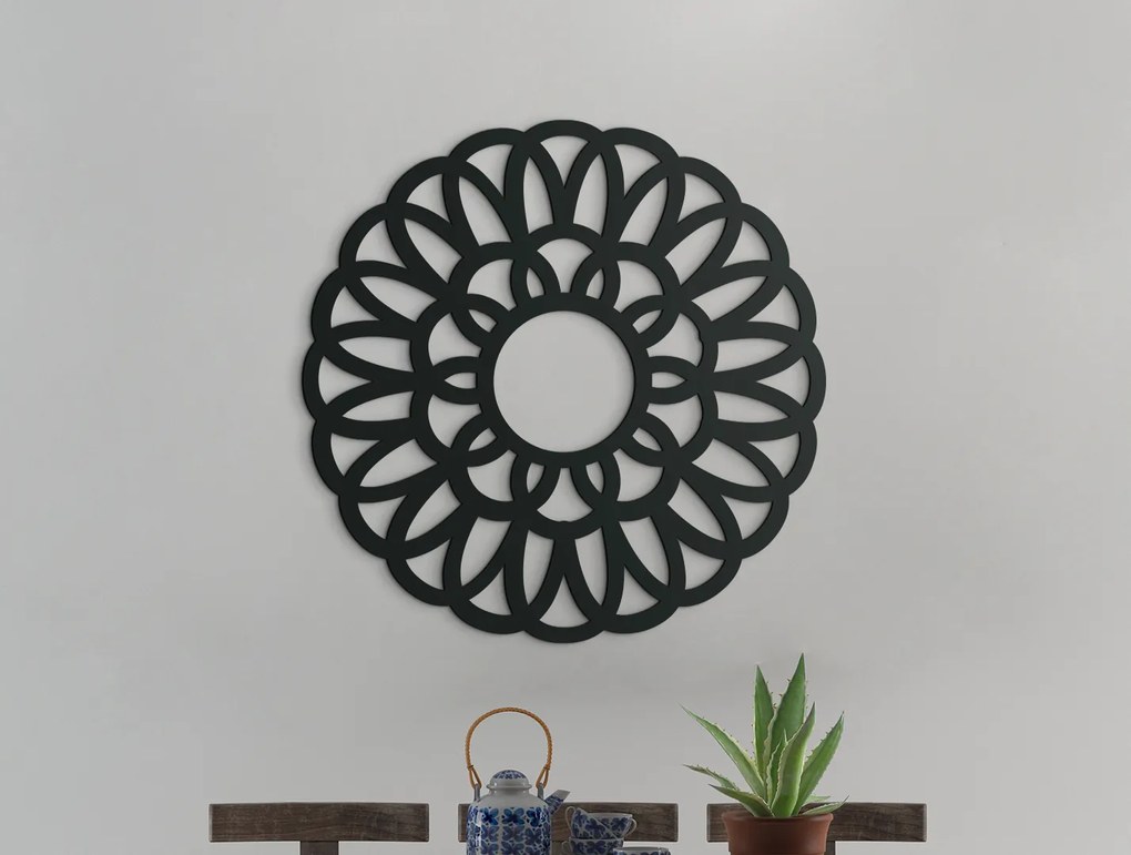 drevko Okrúhla drevená mandala Slnko Rozmer obrazu: 44,5 x 44,5 cm, Farba dekorácie: Čierna