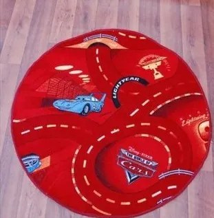 Detský koberec KRUH CARS červený - 200 cm kruh