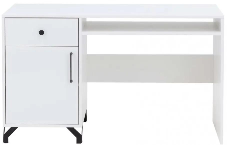 MBLR, SNOW SN 9 písací stôl, biely lesk/biela
