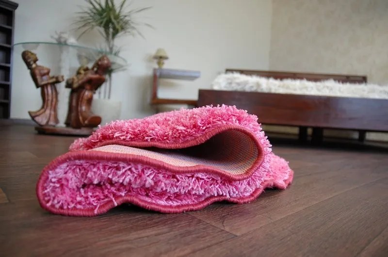 Guľatý koberec SHAGGY HIZA 5 cm ružový