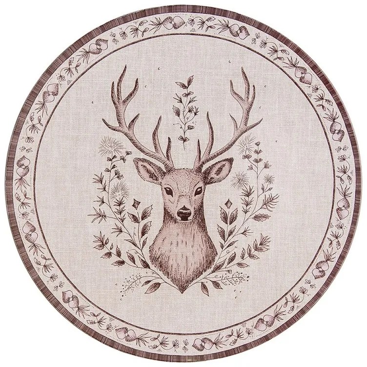 Béžový servírovací tanier s jeleňom Gentle Wilderness - Ø 33*1 cm