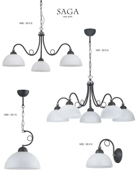 Jupiter 1492 - Nástenné svietidlo SAGA 1xE27/60W/230V