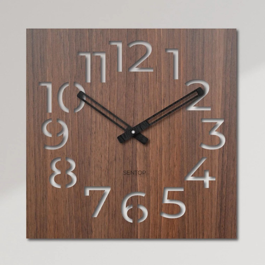 Moderné drevené hodiny na stenu s minimalistickým dizajnom | NORK: Svetlé HDF - Dub 30 cm 4249-72300 HDFK033