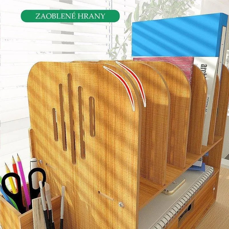 DIY zakladač na dokumenty A4 so zásuvkou tmavé drevo B20 Svetlé drevo