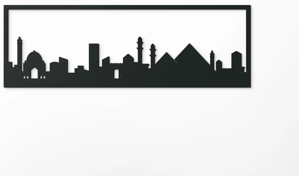 drevko Obraz Káhira panoráma Rozmer obrazu: 29,5 x 89 cm, Farba dekorácie: Čierna