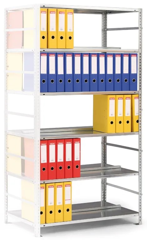 META Regál na zakladače COMPACT, 2200 x 1000 x 600 mm, sivý, prídavný