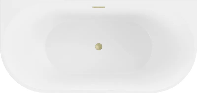 Mexen Oval, voľne stojaca nástenná vaňa 150 x 75 cm, biela, zlatý matný prepad, 52671507500-55