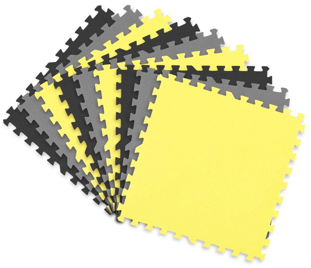 Ricokids Penová podložka na puzzle 180x180cm 9 ks sivá žltá