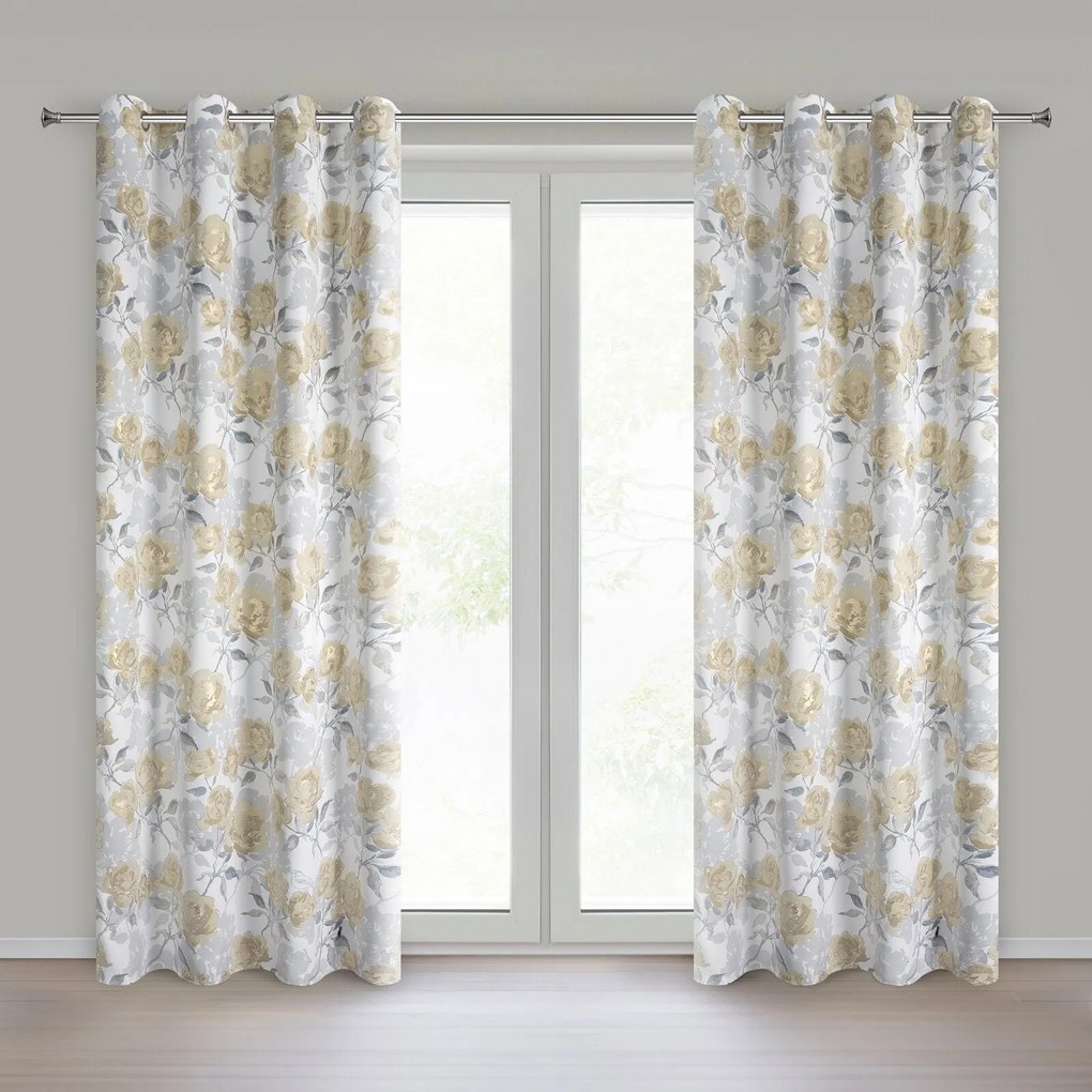 ZÁVES NA KRÚŽKOCH INARI 140X250 CM KVETY