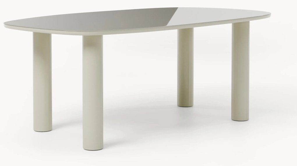 Jedálenský stôl v organickom tvare so sklenenou doskou Beni, 200 x 110 cm