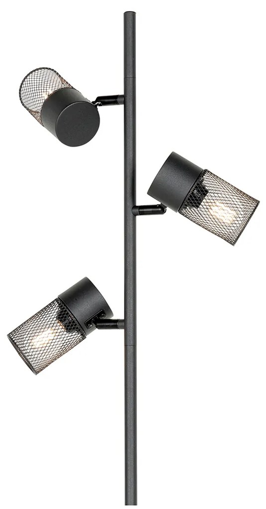 Priemyselná stojaca lampa čierna 3-svetlo - Jim