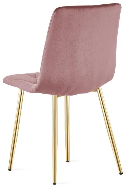 Set dvoch jedálenských stoličiek LIBRA zamatové, ružové / zlaté nohy (2 ks)