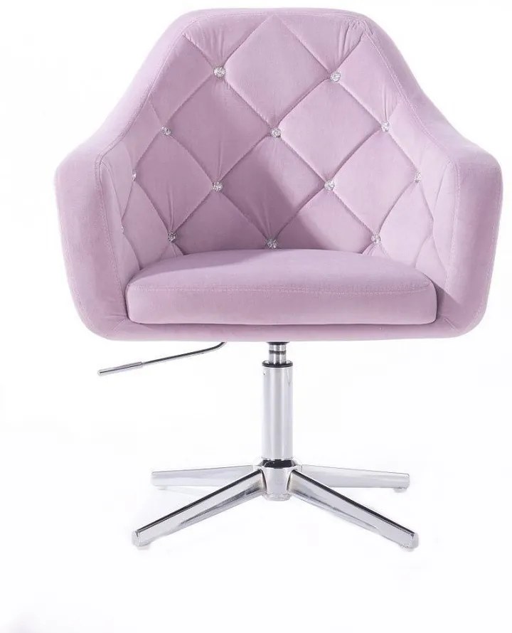LuxuryForm DESIGN Kreslo ROMA VELUR na striebornom kríži - levanduľa