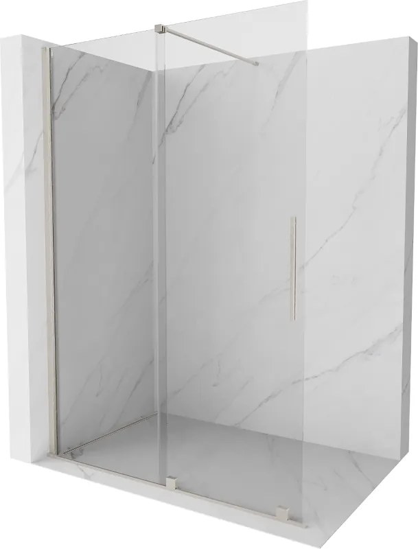 Mexen Velar, sprchová zástena s posuvnými dverami Walk-in 150 x 200 cm, 8mm číre sklo, brúsená oceľ, 871-150-000-03-97