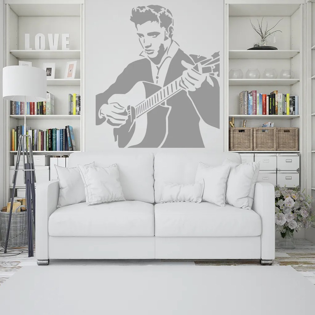Veselá Stena Samolepka Elvis Presley Farba: oranžová, Veľkosť: 80 x 76 cm