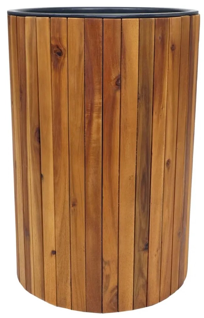 Set 2 kvetináčov HWC-L24, akáciové drevo - hnedá