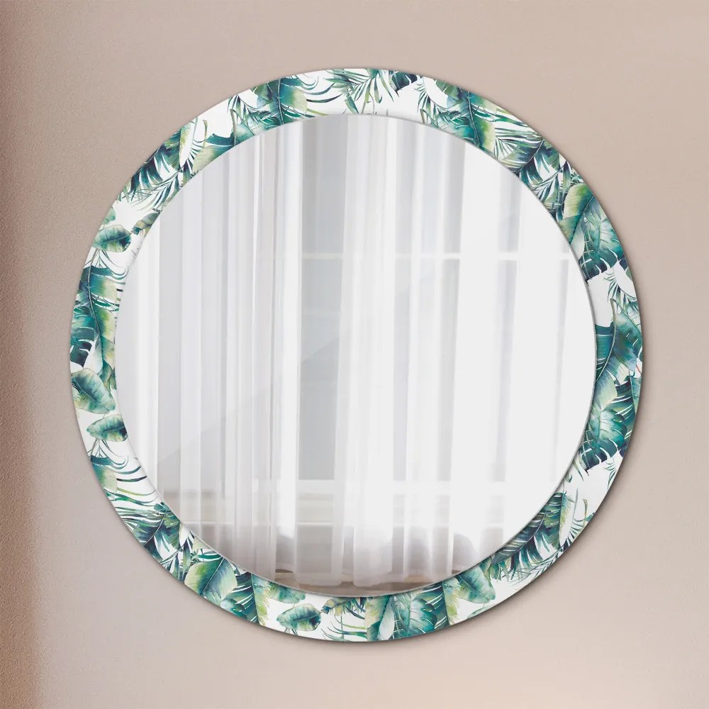 Okrúhle ozdobné zrkadlo Listy fi 90 cm