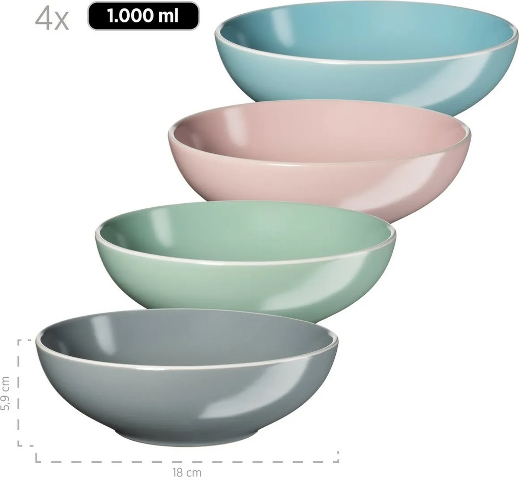 Mäser Jedálenská súprava riadu 16 ks ELISSA II – mix farieb mat