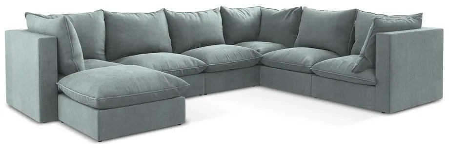 Modrá rohová pohovka (pravý roh/do tvaru "U") Manao – Makamii