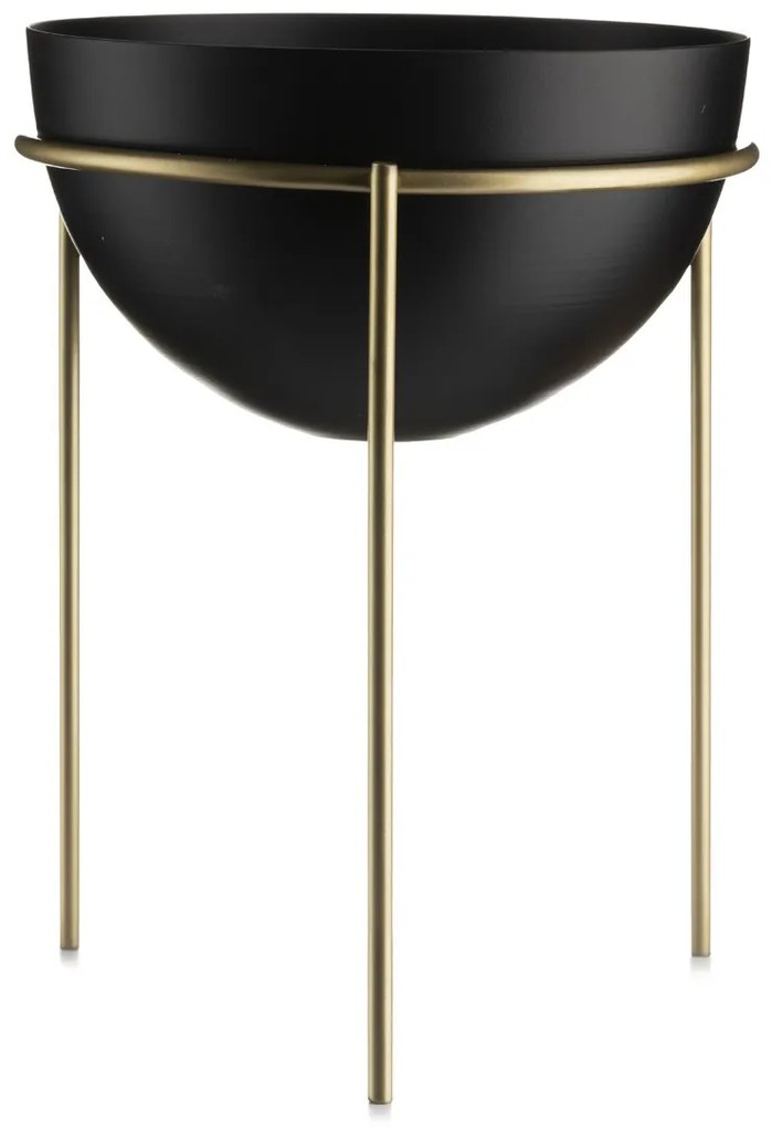 KOVOVÝ KVETINÁČ SO STOJANOM LOFT 25X19 CM ČIERNA/ZLATÁ