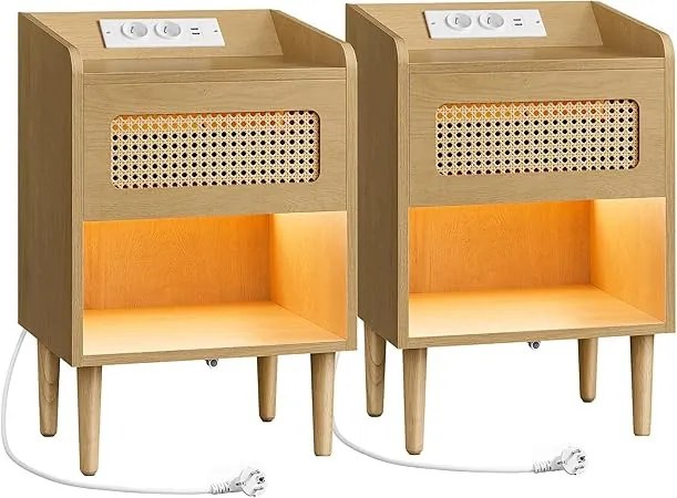 Set dvoch nočných stolíkov s LED osvetlením LET817Y02 (2ks)