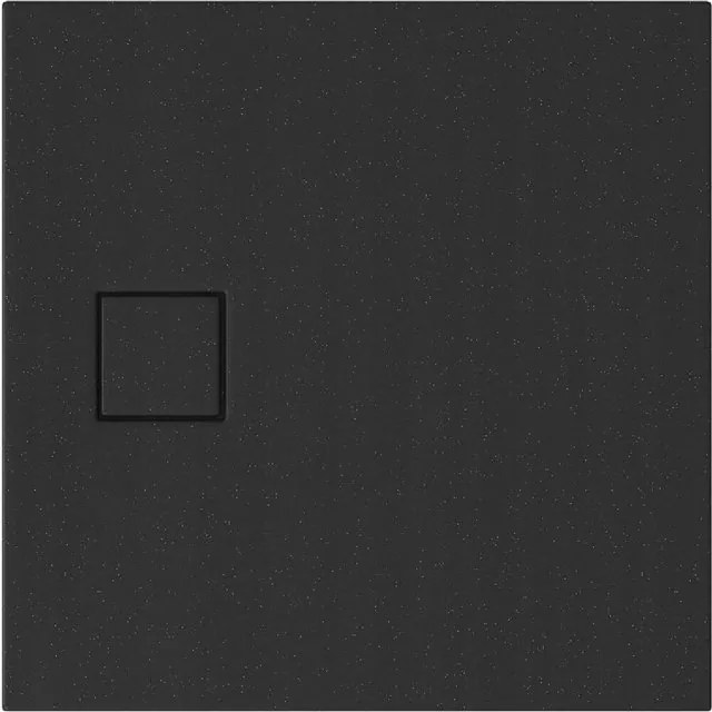 Cersanit Tako Slim, štvorcová akrylátová sprchová vanička 80x80x4 cm + čierny sifón, čierna, S932-165