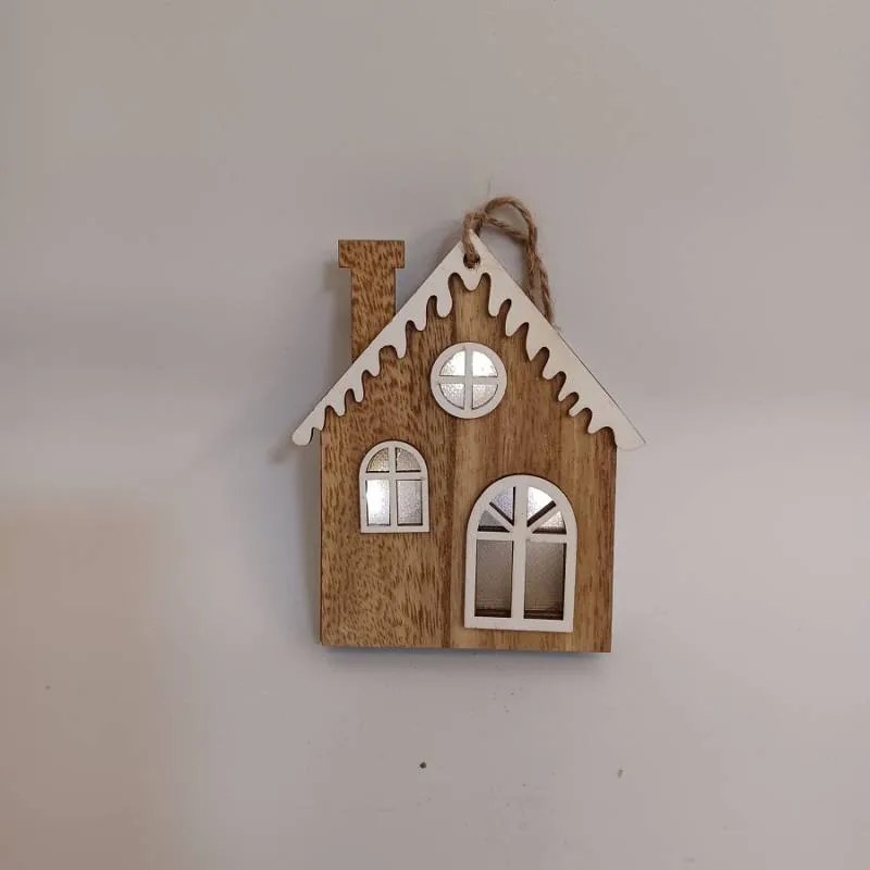 DECOLED Ozdoba, domeček, 9 x 12 cm, dřevěná