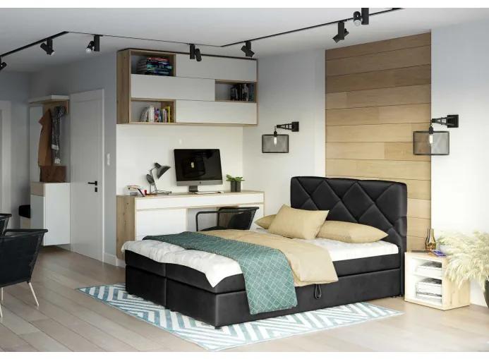 Manželská posteľ s prešívaním KATRIN 180x200, čierna