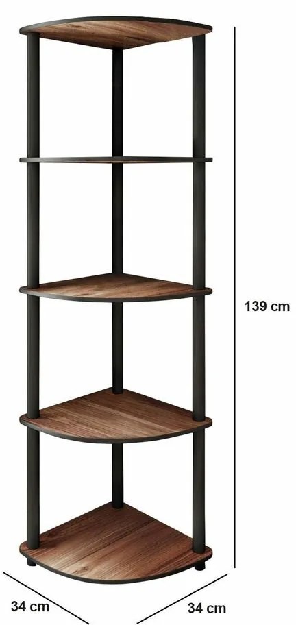 Regál Corner Walnut, 5 polic