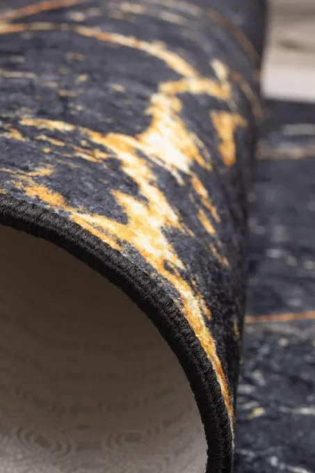 Protišmykový koberec MILANO 90055-01 čierny / zlatý