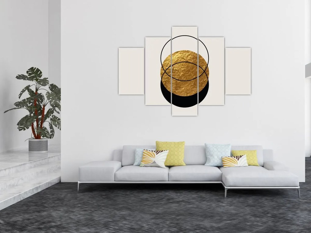 Obraz - Abstrakcia zlatá a biela N⁰2 (150x105 cm)