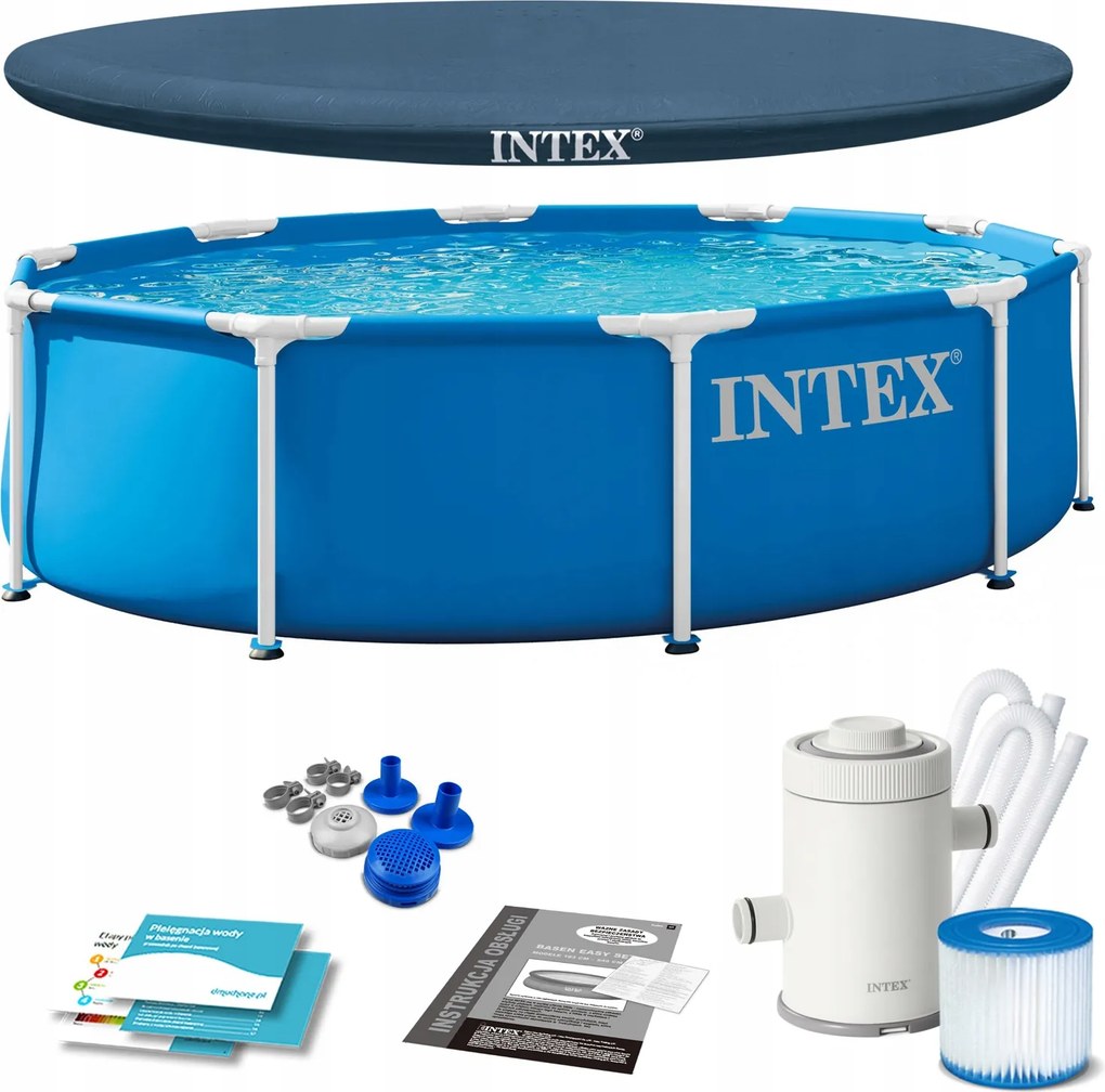 Roštový bazén Intex 305 x 76 cm Čerpadlo Kryt Sada 10v1