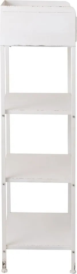 Biely antik kovový policový regál so šuplíkom Valio White - 54*38*140cm