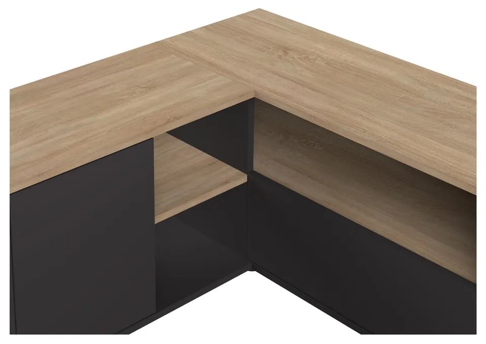 TV stolík v dekore duba v čierno-prírodnej farbe 90x45 cm Angle – TemaHome