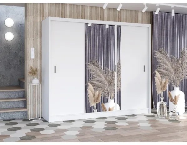 Šatní skriňa so zrkadlom SABRINA 250x215 cm biela