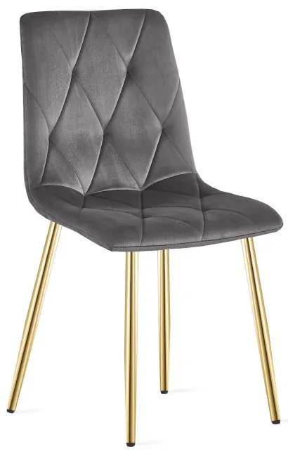 Set štyroch jedálenských stoličiek LIBRA zamatové, tmavosivé / zlaté nohy (4 ks)