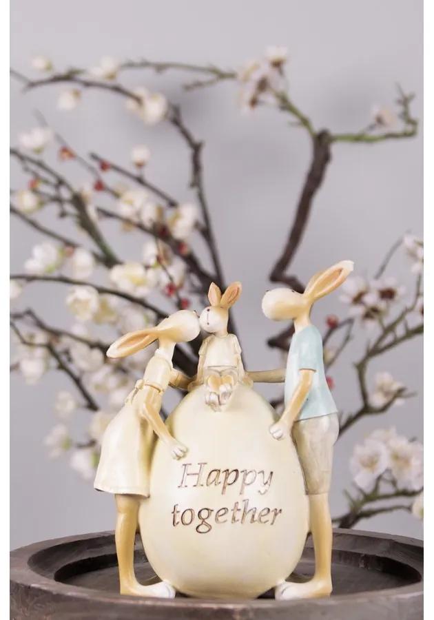 Veľkonočné dekorácie zajačikovia pri vajíčku Happy together - 13*9*17 cm