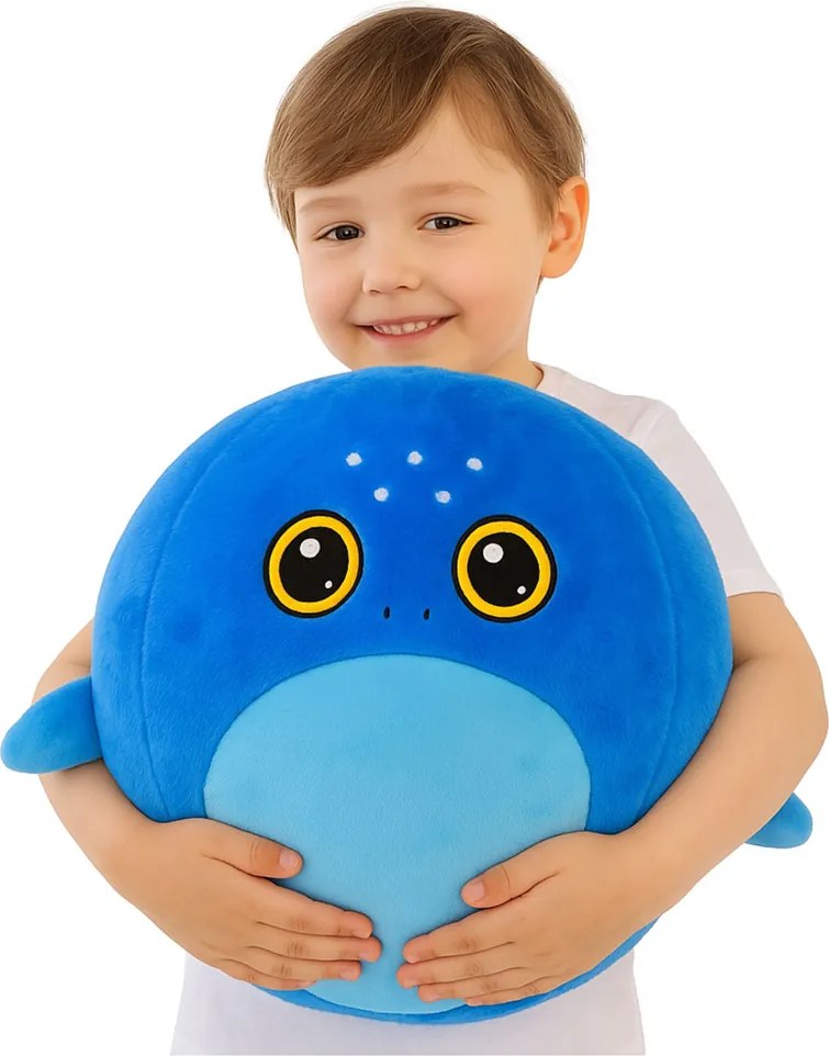 LEAN Toys Rastúca skákacia plyšová lopta modrý žralok s pumpičkou 50 cm