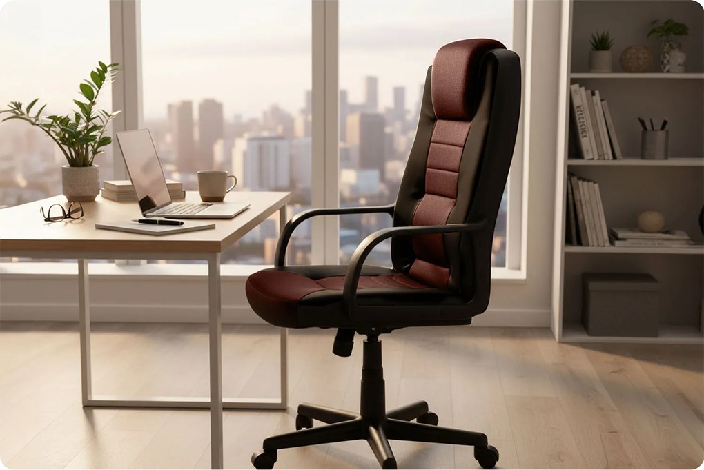 Otočná kancelárska stolička Sofotel 518B - čierna a hnedá