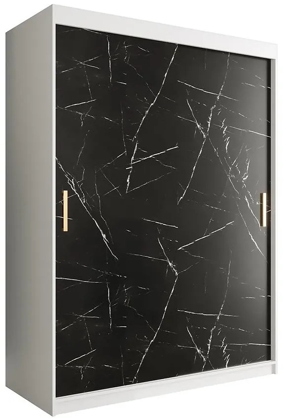 Skriňa Marmur T 150 biely/mramor čierna