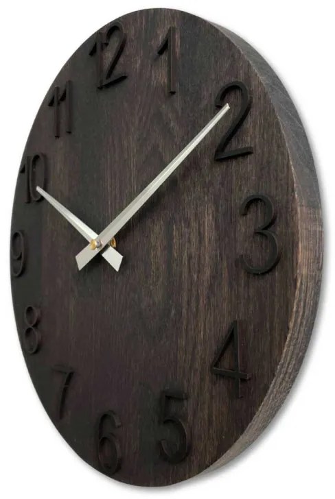 Luxusné drevené nástenné hodiny Wenge – Čierny dizajn I SENTOP MAS016-OSMO-3169-heads-silver