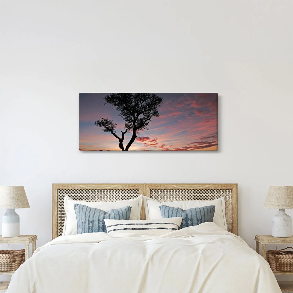 Obraz - Strom a červánky (120x50 cm)